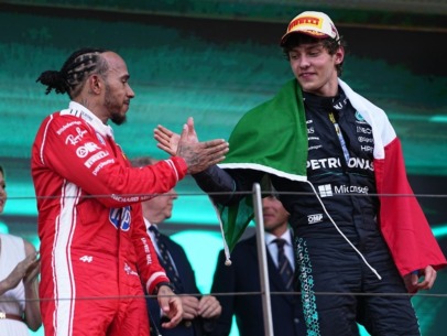 Lewis Hamilton en Kimi Antonelli bij de GP Monaco