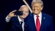 FIFA-voorzitter Gianni Infantino maakt een selfie met president Donald Trump