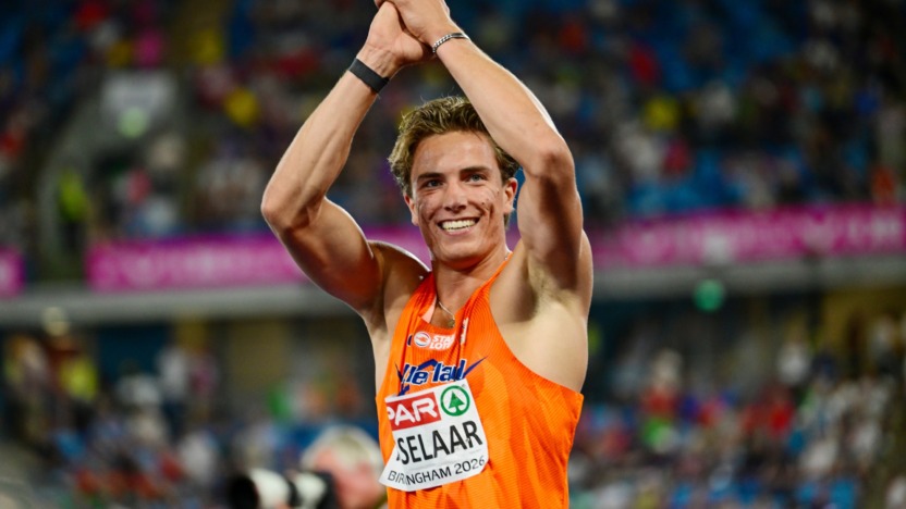 Jeff Tesselaar tijdens het EK atletiek in Biirmingham